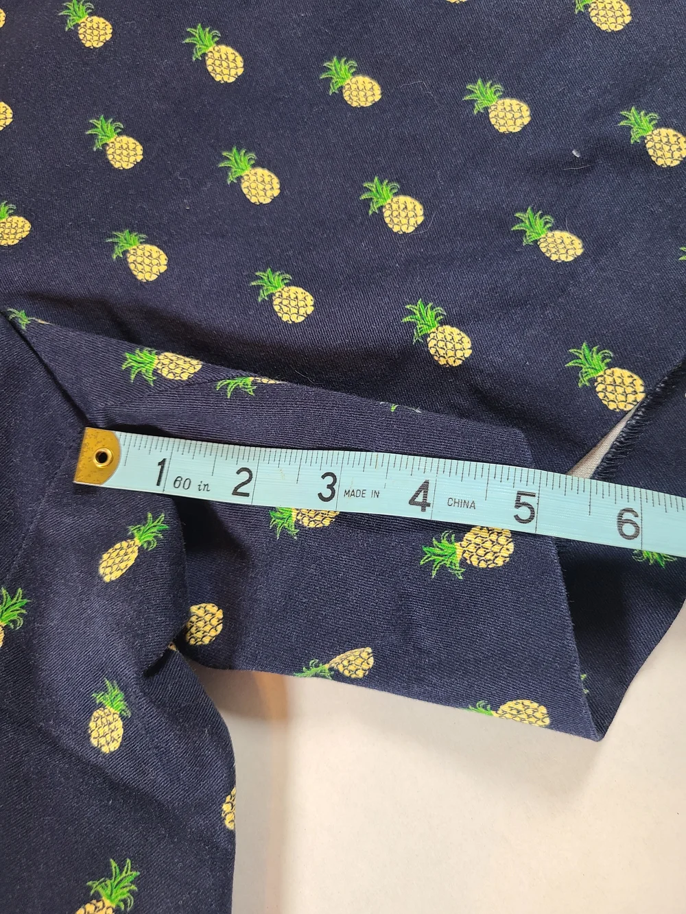 J. Crew Womens 6 Cotton Blend Navy Pineapple-Print Chino Shorts Side Zip